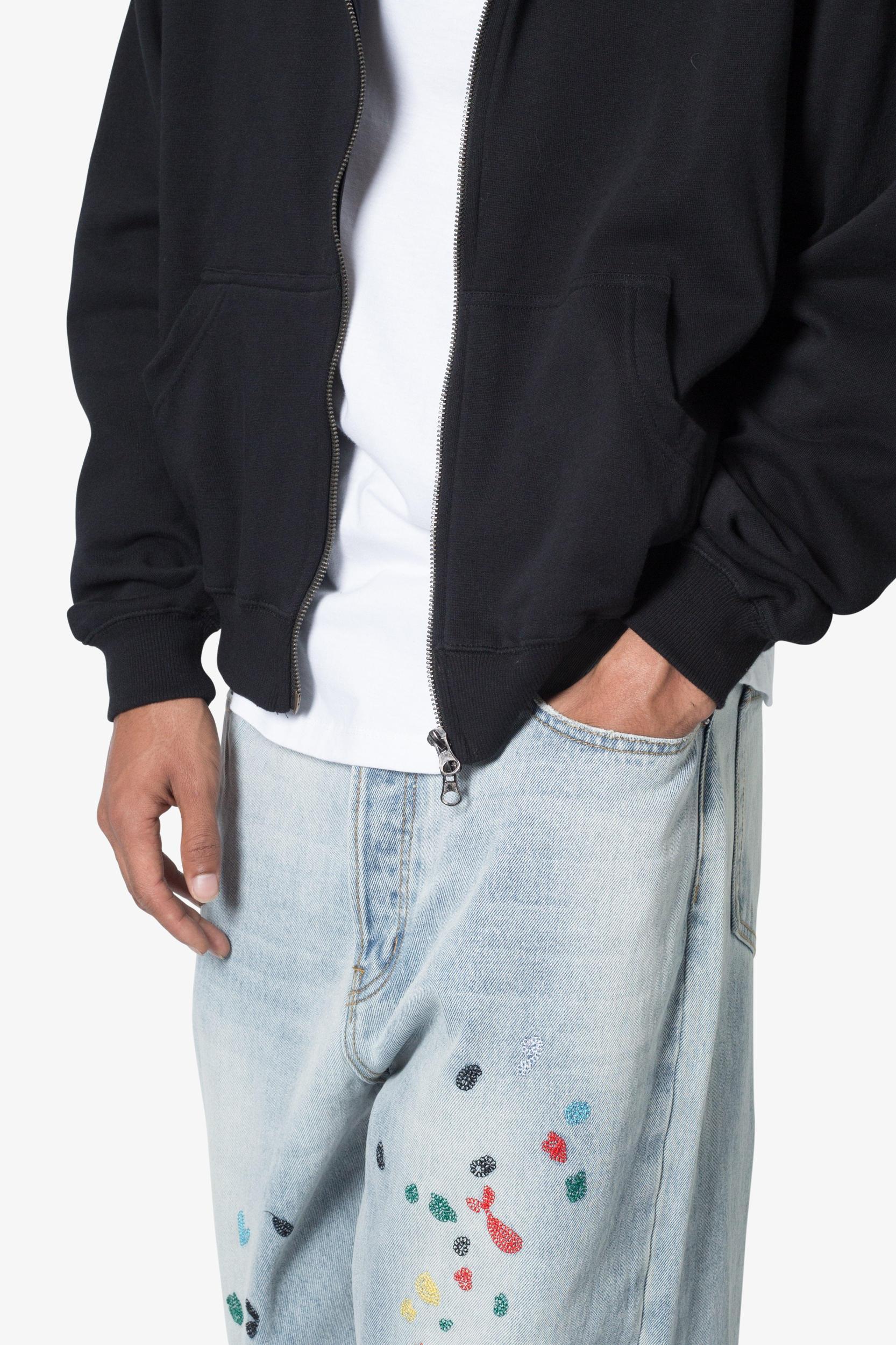 Basic Zip Up Hoodie - Black Product Image