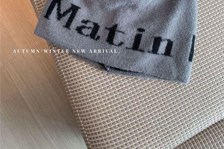 Lettering Knit Beanie Product Image