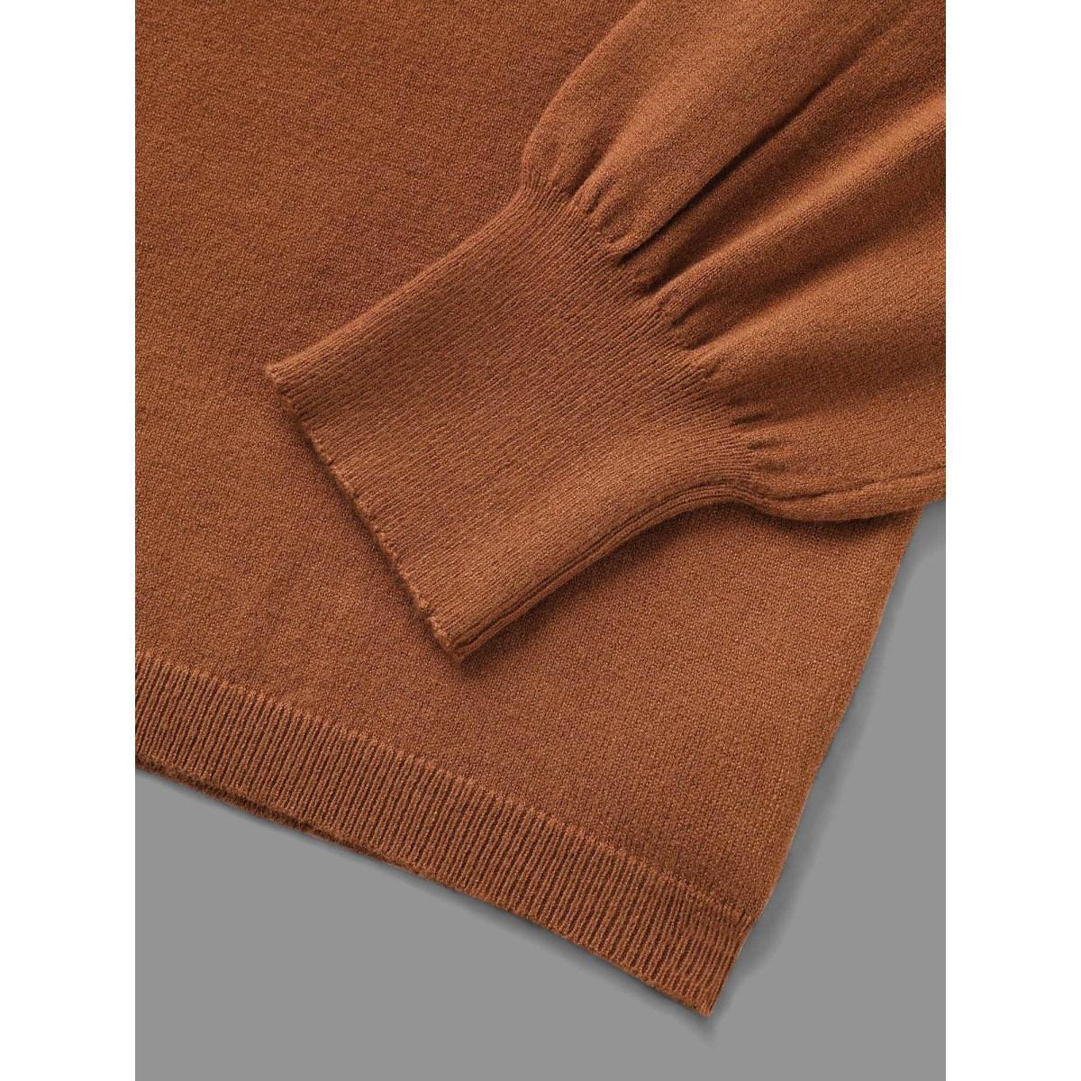Plus Size Supersoft Essentials Colorblock Contrast Pullover Browncoffeecolor Women Casual Long Sleeve Round Neck Everyday Pullovers BloomChic 30/6X Product Image