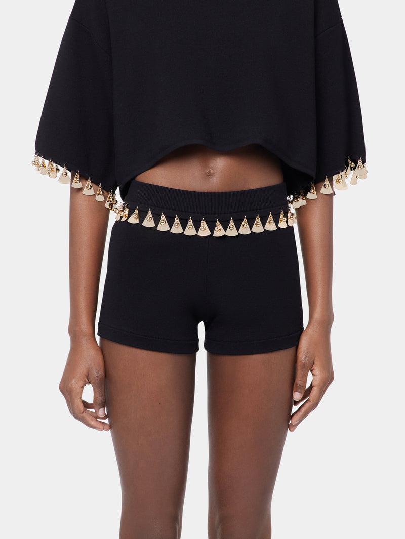 BLACK MINI SHORTS IN COTTON AND SILK KNIT Product Image