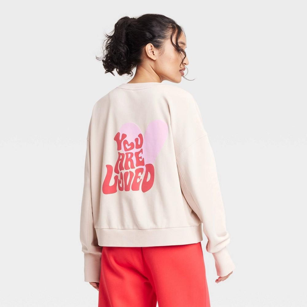 Women's Valentine's Day Graphic French Terry Crewneck Sweatshirt - JoyLab™ Product Image