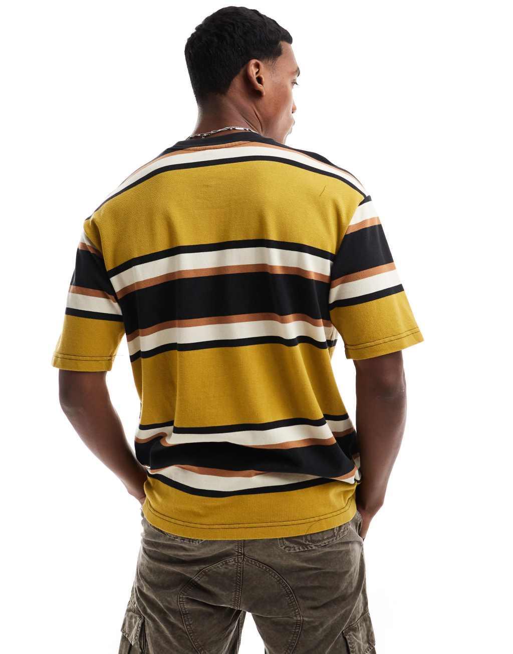 Levi's Skateboarding pique stripe boxy fit t-shirt in multi yellow Product Image