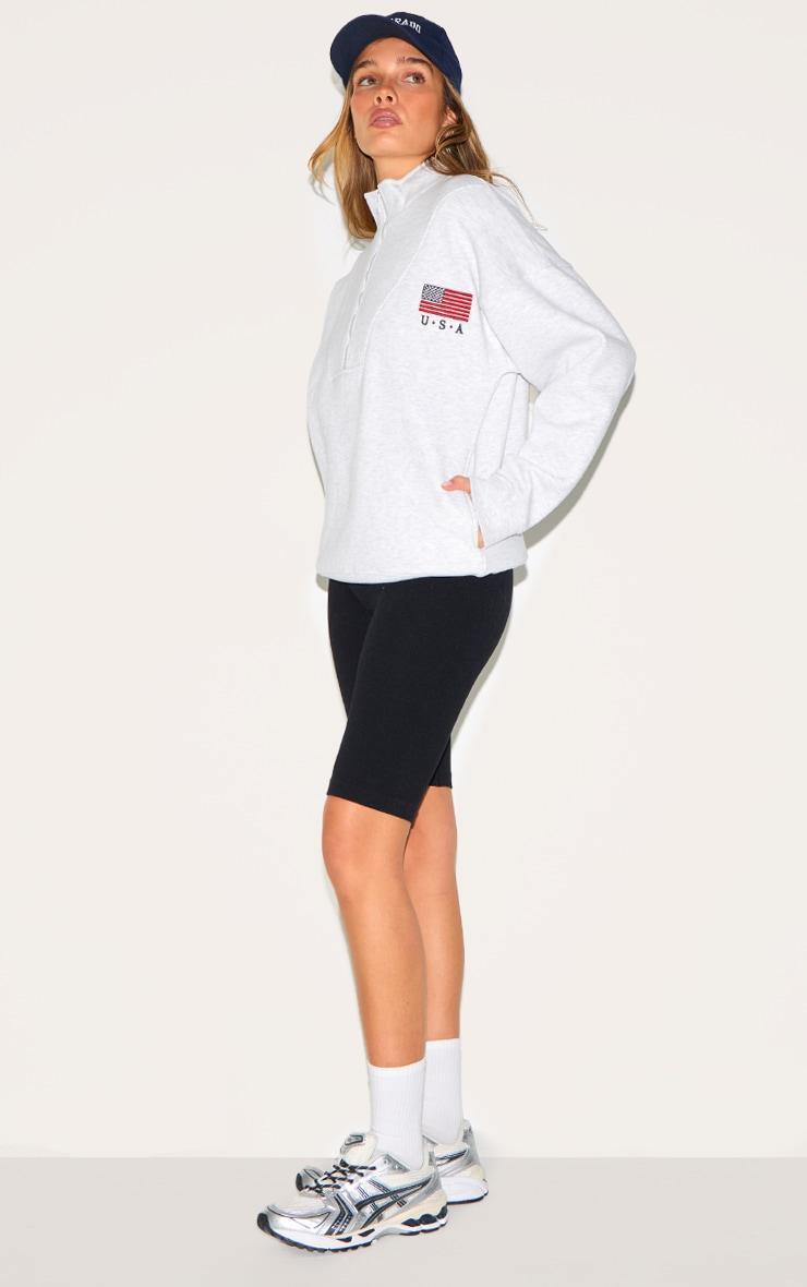  Ash Grey Oversized Quarter Zip Usa Sweatshirt Product Image
