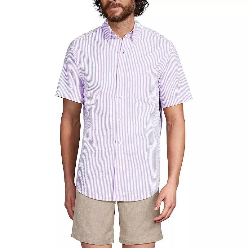 Mens Lands End Button-Down Seersucker Shirt Product Image