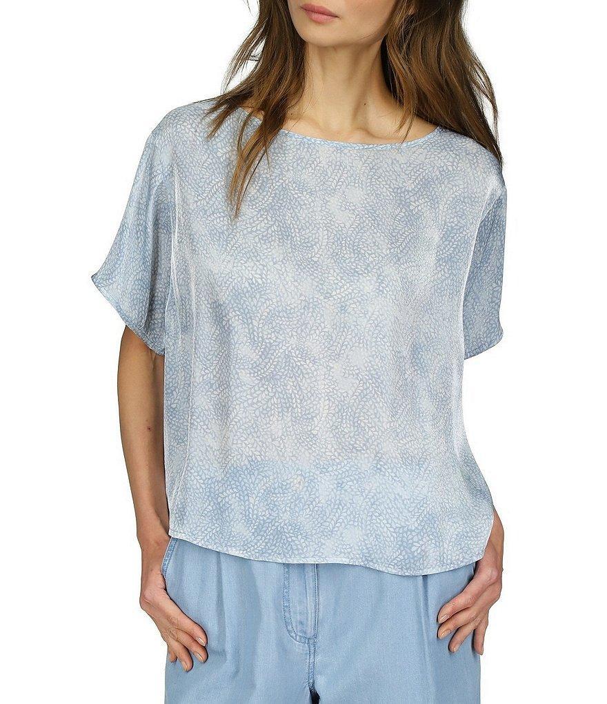 Michael Kors Printed Boat Neck Short Sleeve Top Product Image