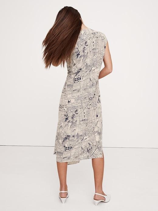 Matte Silk Cowl-Neck Shift Dress Product Image