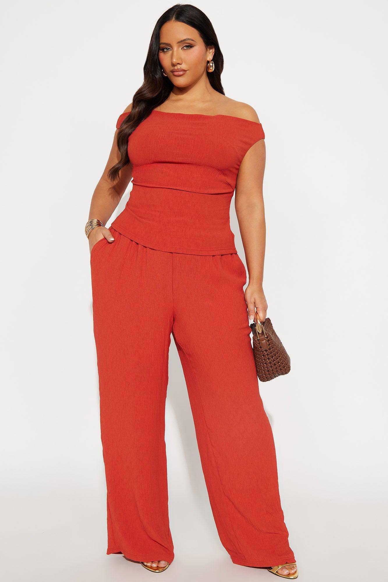 Ana Off Shoulder Pant Set - Rust Product Image