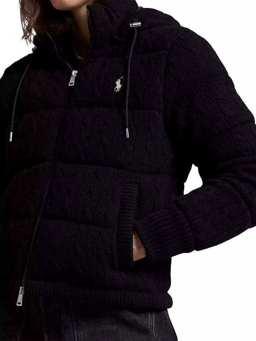 Wool-Blend Cable-Knit Down Coat Product Image