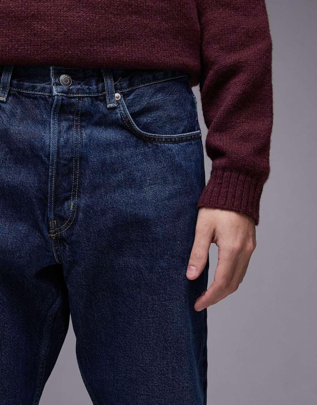 ARKET Ocean loose straight leg jeans in deep blue wash Product Image