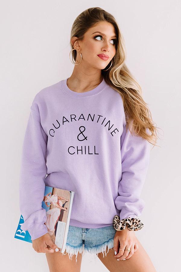 Quarantine And Chill Sweatshirt In Lavender Product Image