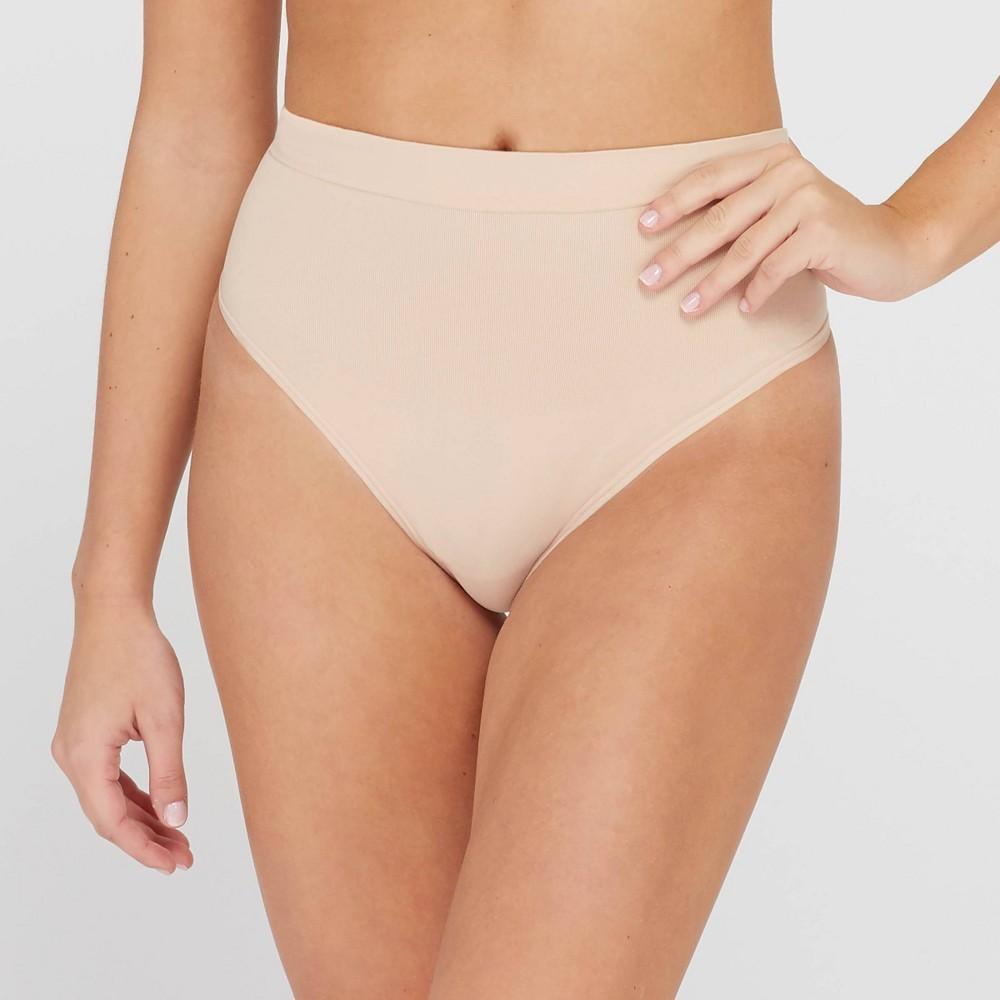 ASSETS by SPANX Womens All Around Smoothers Thong - Beige 1X: Medium Control Top, Tummy Slimming, Light Compression Product Image