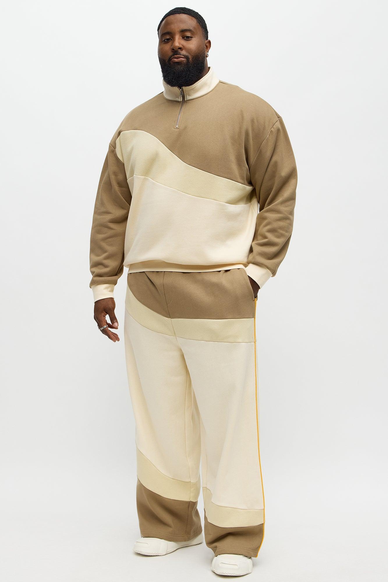 Been A Player Colorblock Quarter Zip - Tan/Multi Product Image