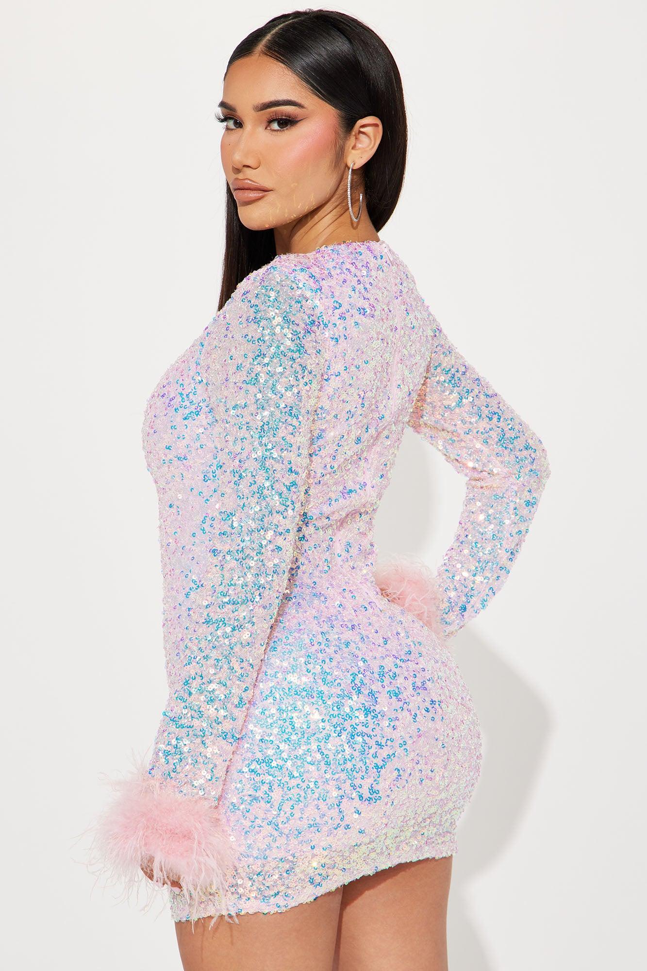 Sheri Sequin Mini Dress - Pink Product Image