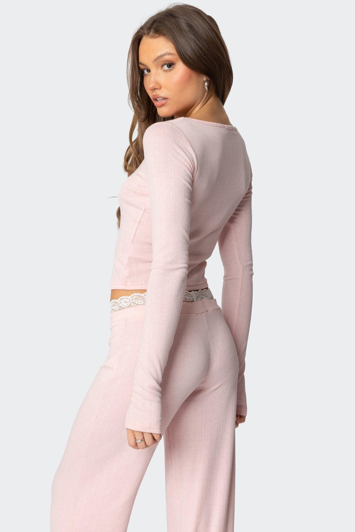 Peekaboo Lace Long Sleeve Top Product Image