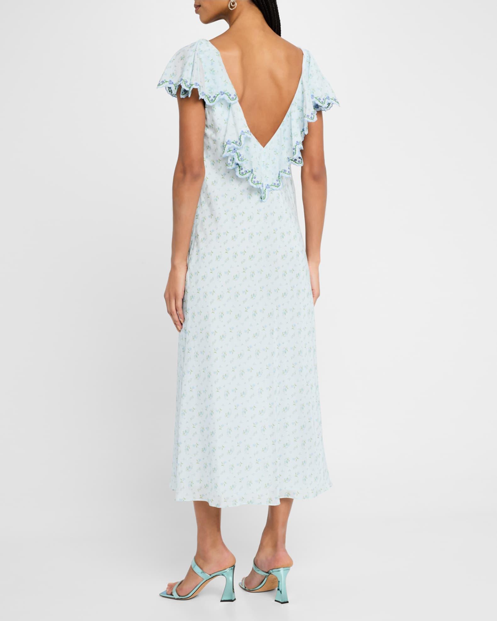 Mia Floral Flutter-Sleeve Midi Dress Product Image