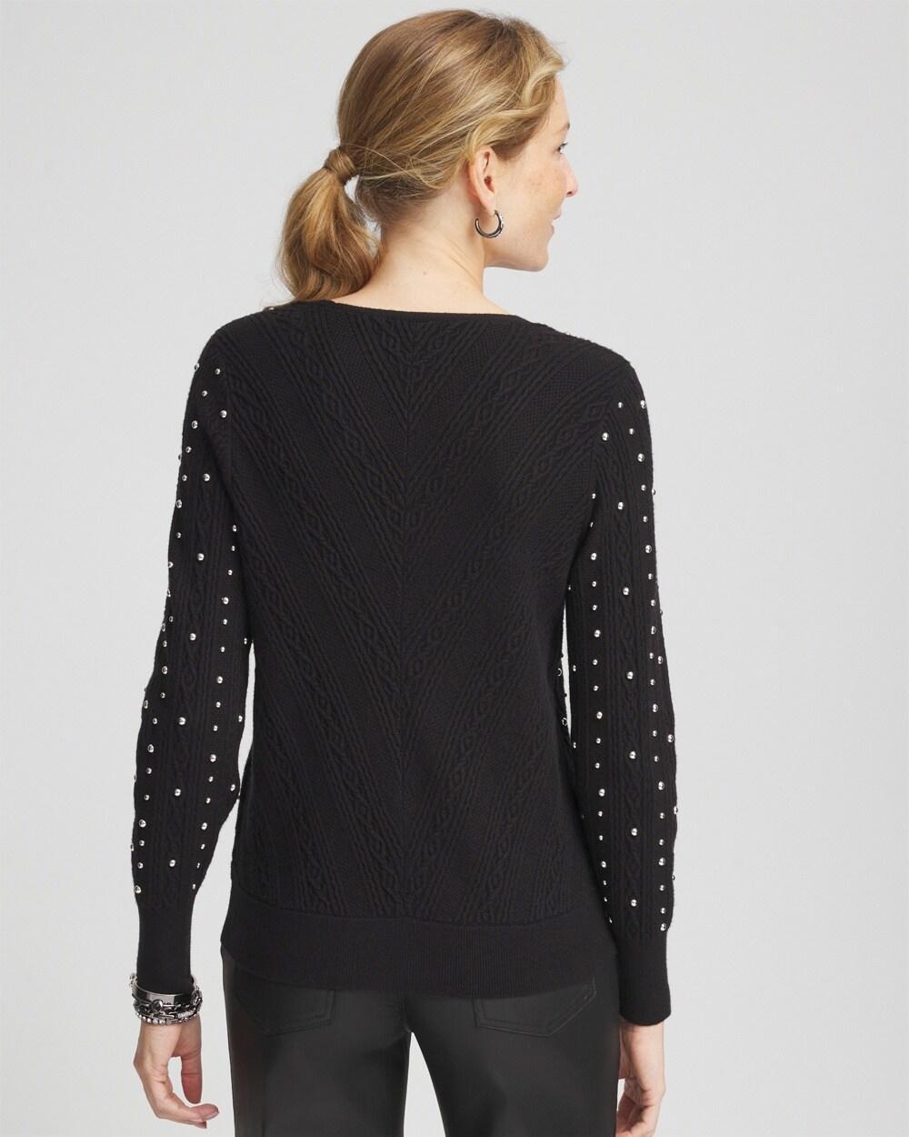 Studded V-Neck Pullover Sweater Product Image