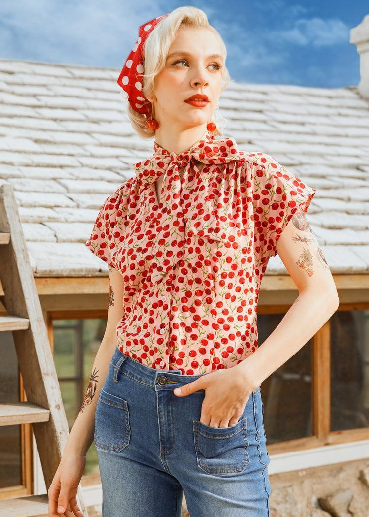 Cherry Sweet Bow Blouse Product Image