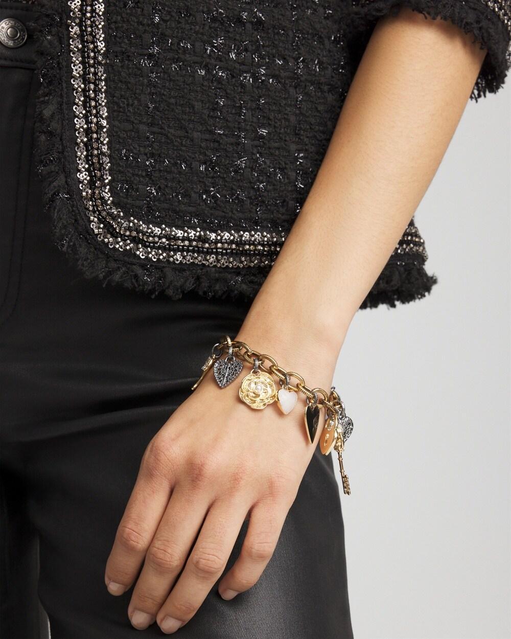 Mixed-Metal Heart Charm Bracelet Product Image