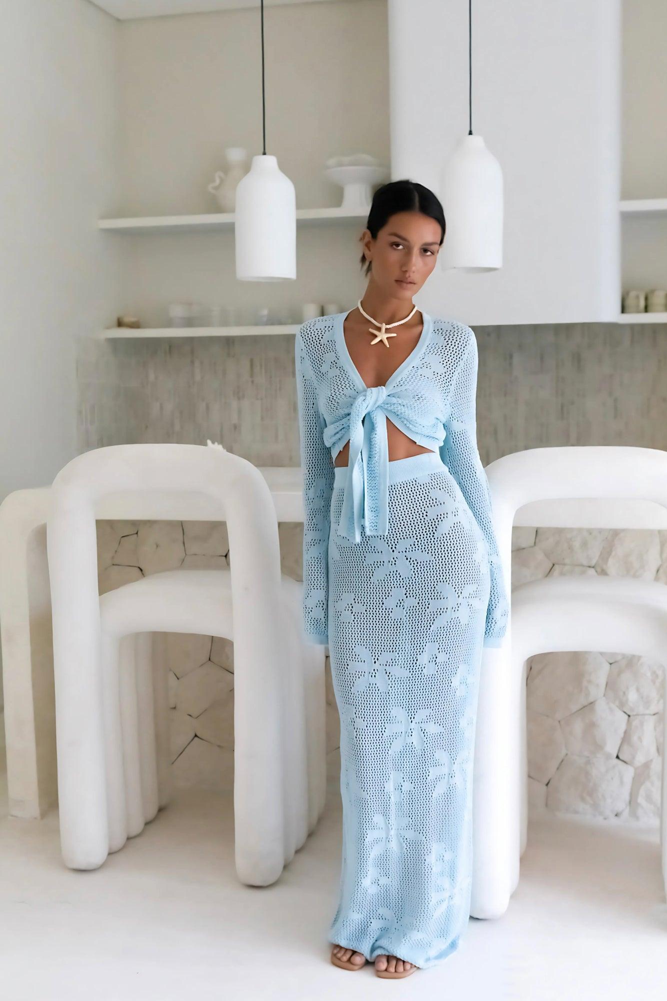 Terra Crochet Maxi Skirt Blue Product Image