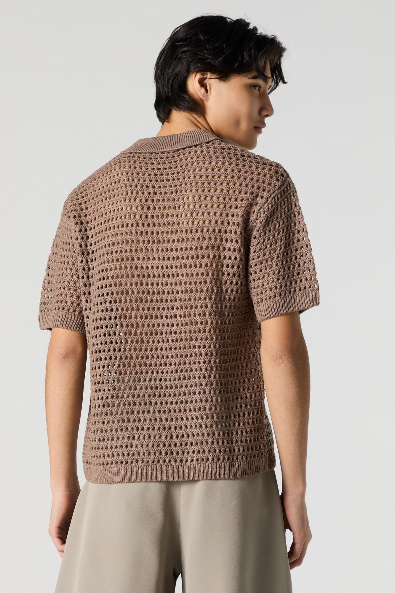 Open Knit Polo Top Male Product Image