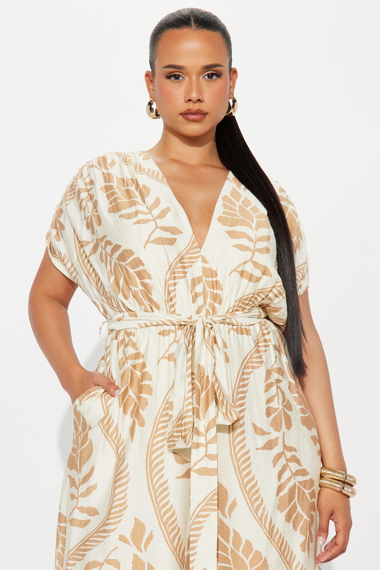 Tori Short Sleeve V-Neck Jumpsuit - Cream/combo Product Image