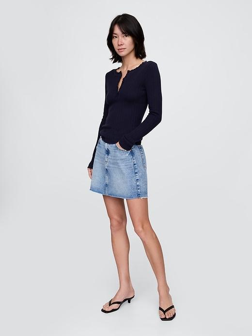 Pointelle Henley Top Product Image