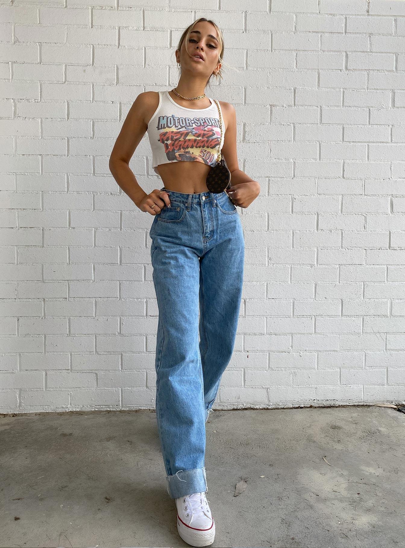 Ollie Mid Rise Straight Leg Jeans Mid Wash Denim Product Image