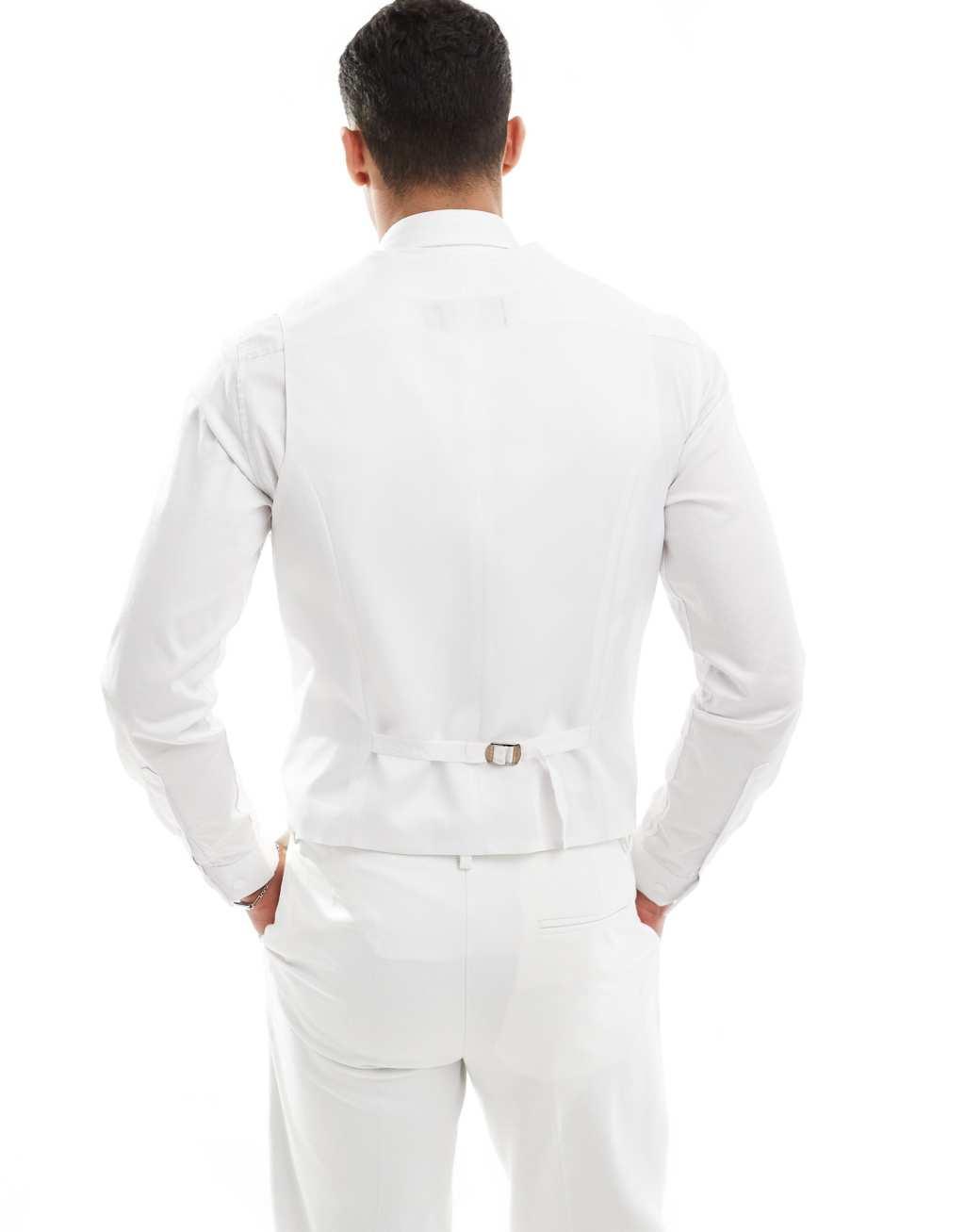 ASOS DESIGN slim suit vest in white Product Image