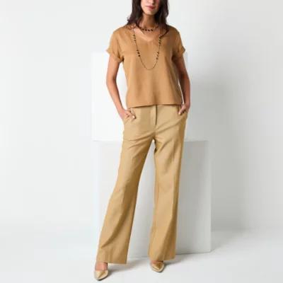 Worthington Womens V Neck Short Sleeve Blouse Product Image