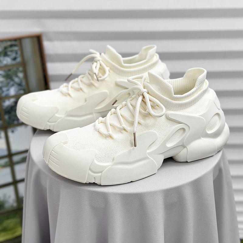 Plain Lace-Up Sneakers Product Image