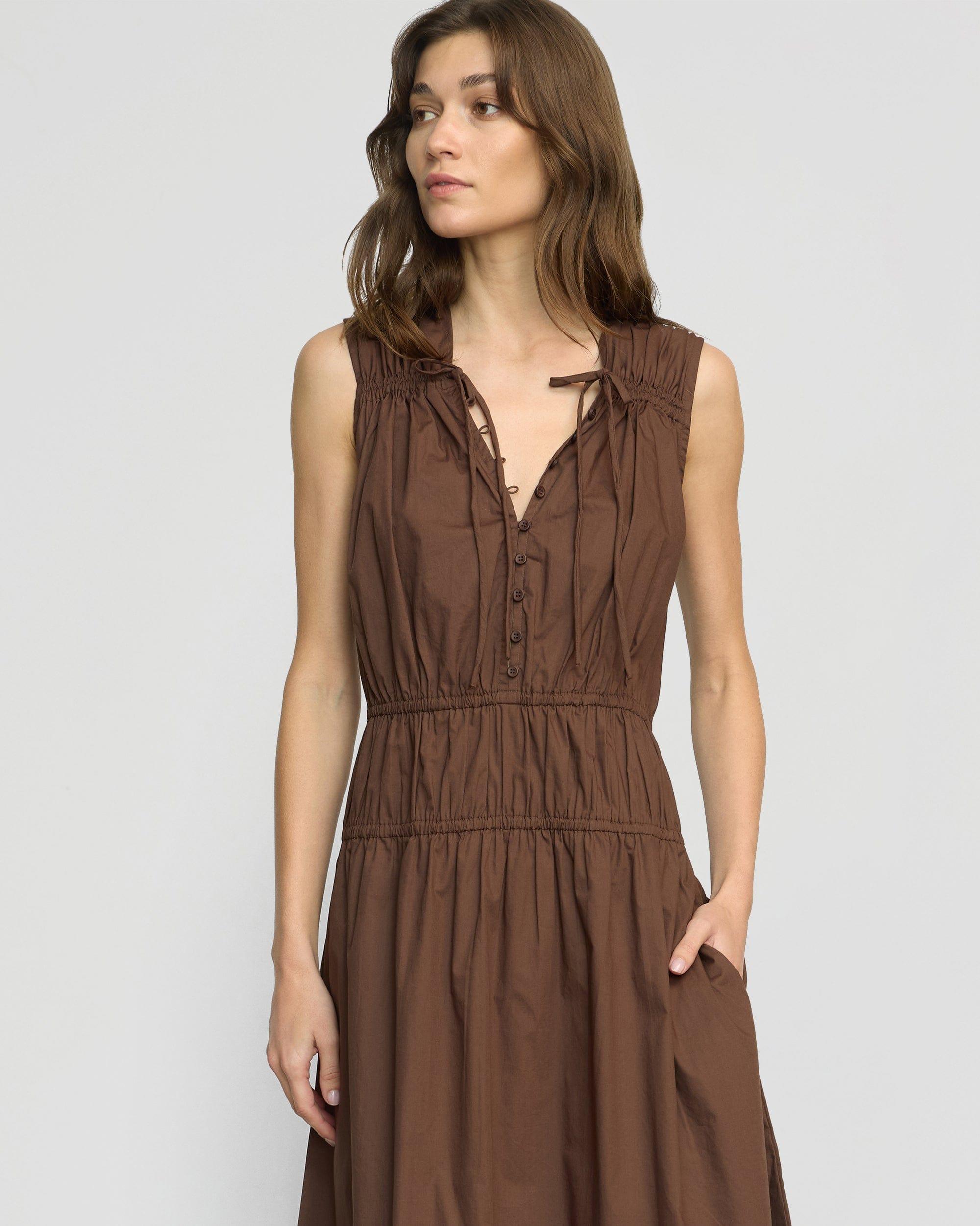 Iga Gathered Organic Cotton Maxi Dress Product Image