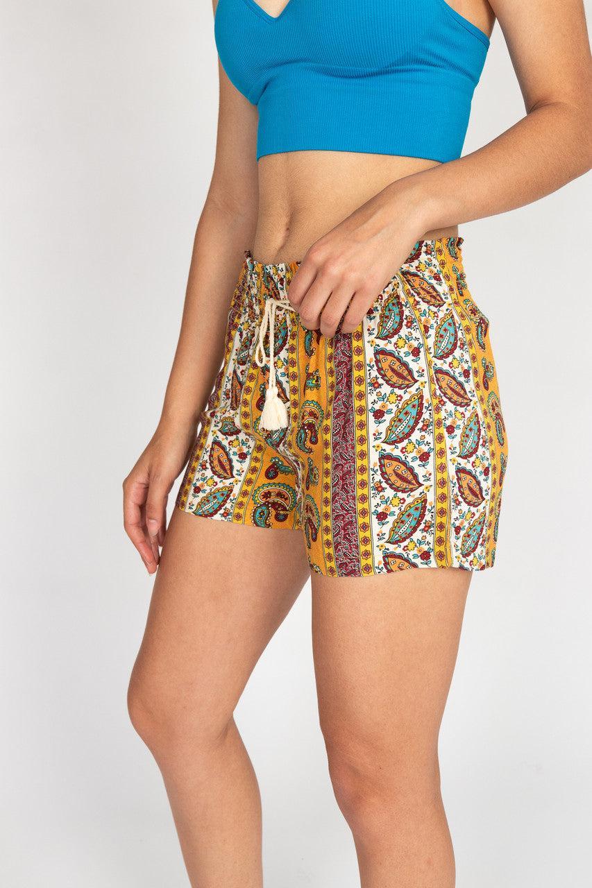 Golden Paisley Floral Short Product Image