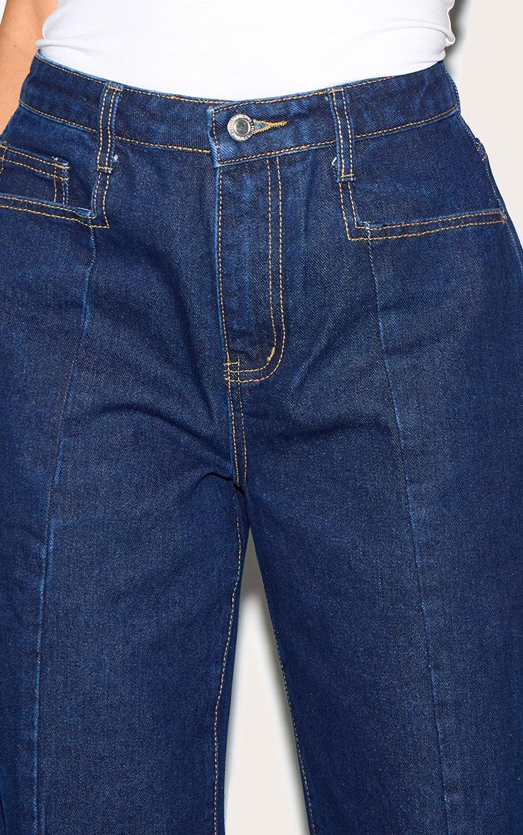 Dark Indigo Seam Detail Wide Leg Jeans Product Image