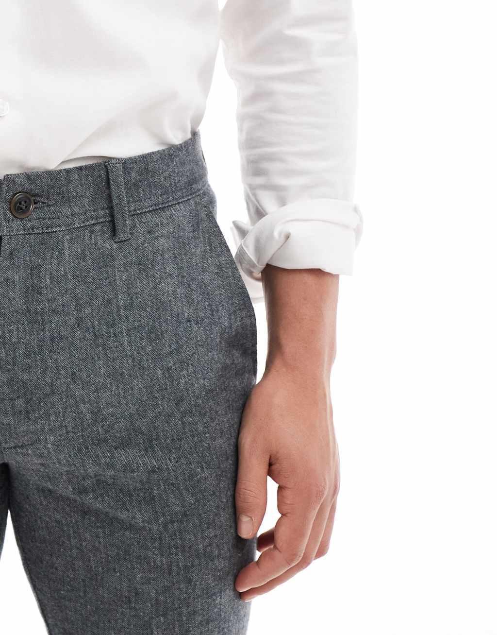 JJ Rebel slim herringbone smart pants in gray melange Product Image