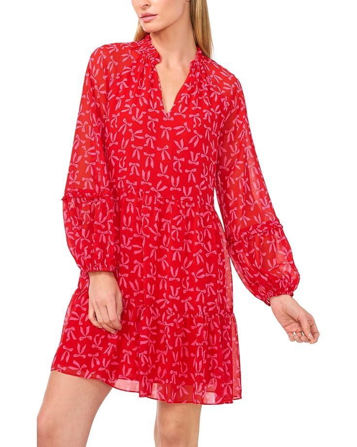 Double Ruffle Scalloped Sleeve Midi Dress Product Image