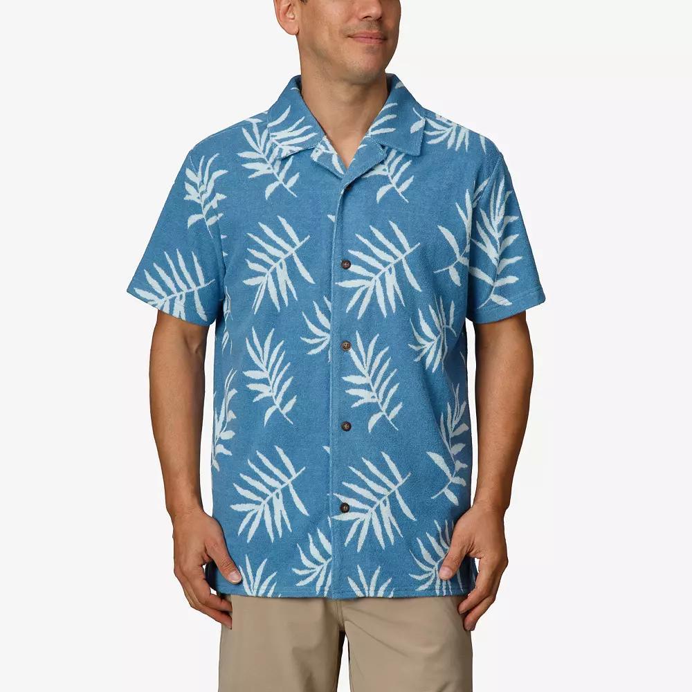 Men's REEF Terry Short Sleeve Button-Down Shirt, Size: Medium, Parisian Blue Product Image