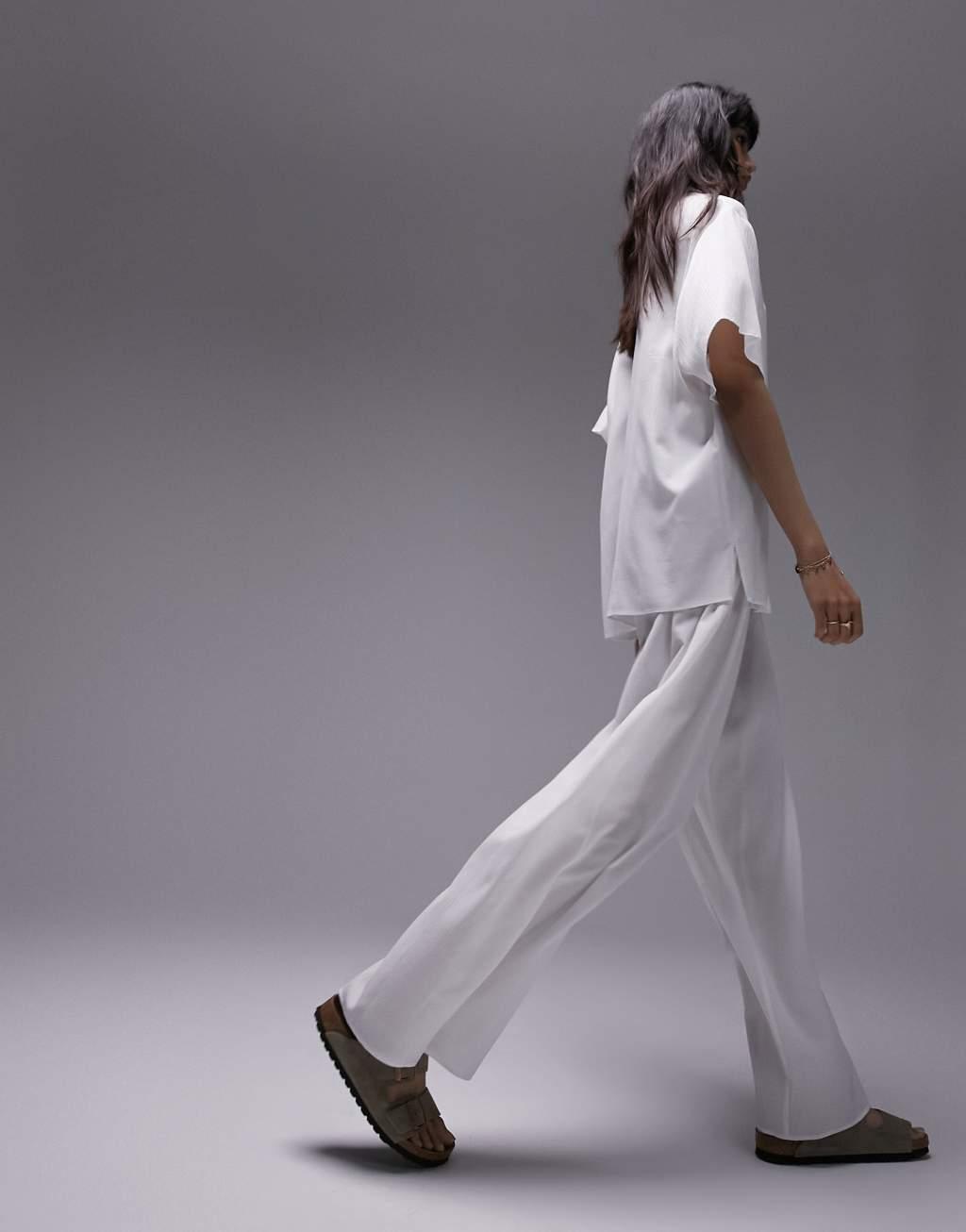 Topshop pull on crinkle wide leg pants Product Image