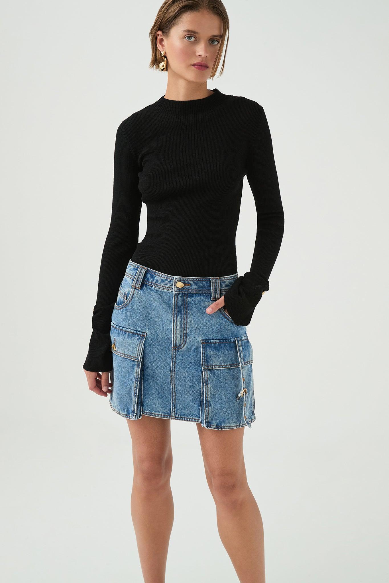 Juno Denim Micro Mini Skirt Product Image