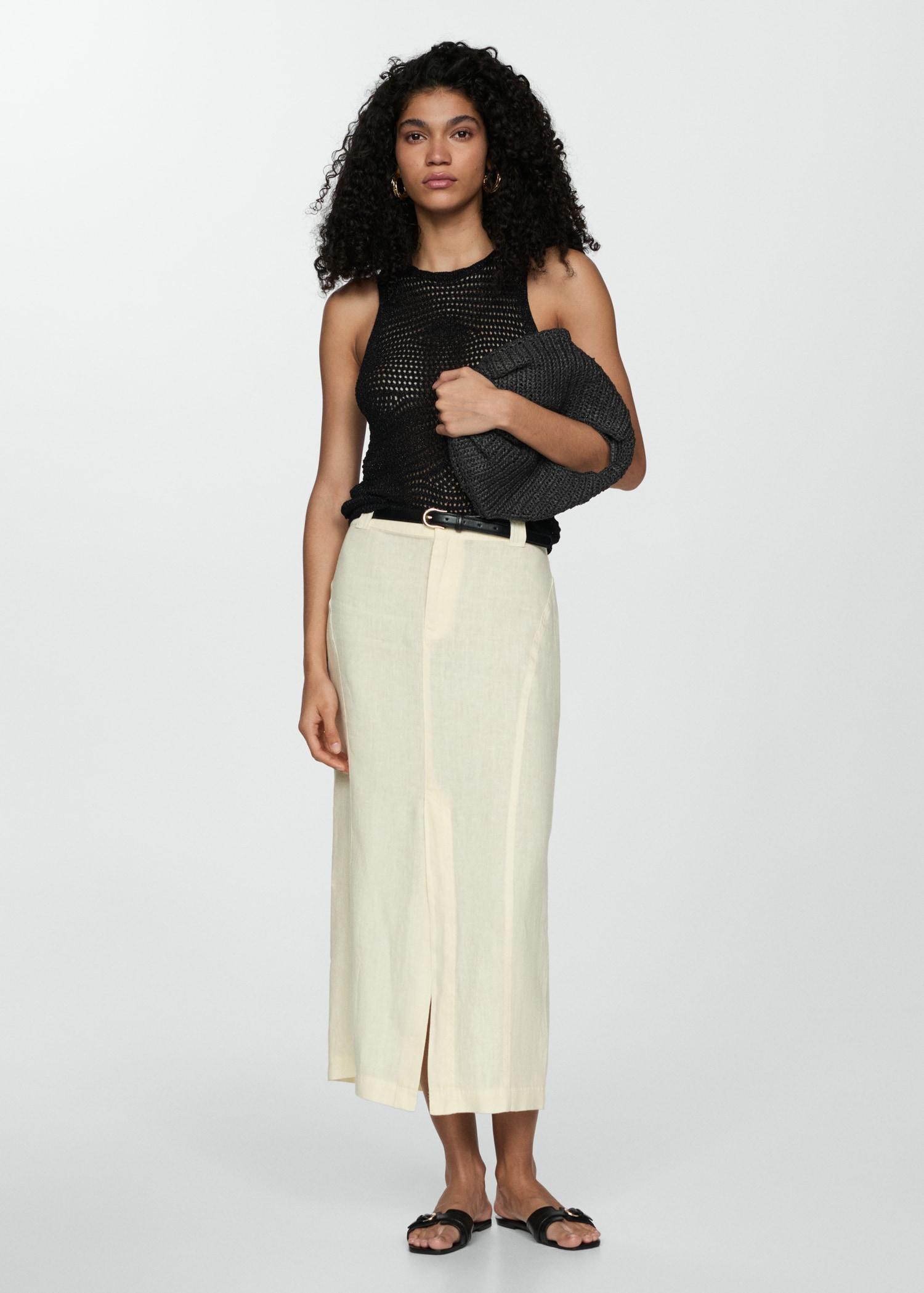Openwork knitted lurex top - Women | MANGO USA Product Image