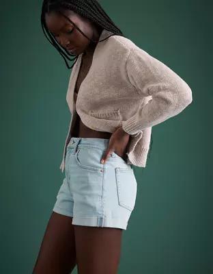 AE77 Premium High-Waisted Cut-Off Denim Short Product Image