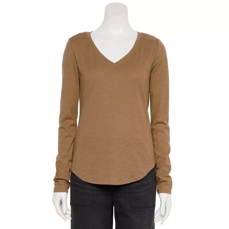 Womens Sonoma Goods For Life Adaptive Everyday Long Sleeve V-Neck T-Shirt Restful Purple Product Image