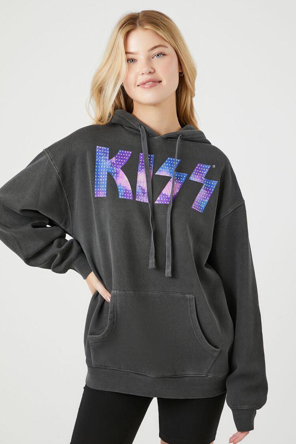 Rhinestone KISS Fleece Graphic Hoodie | Forever 21 Product Image