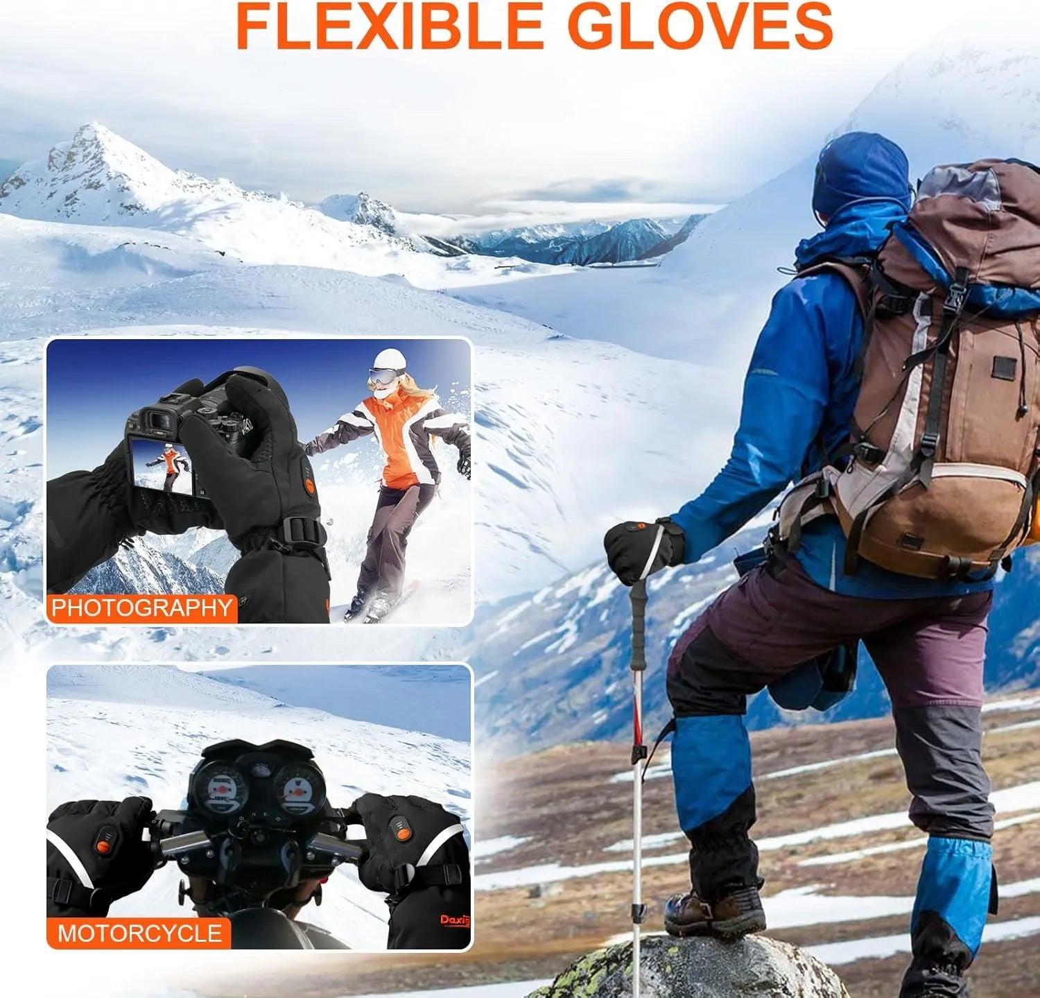 Heated Gloves – 5000mAh Rechargeable Batteries – Waterproof – Skiing Snowboarding Hiking Motorcycle – LARGE Product Image