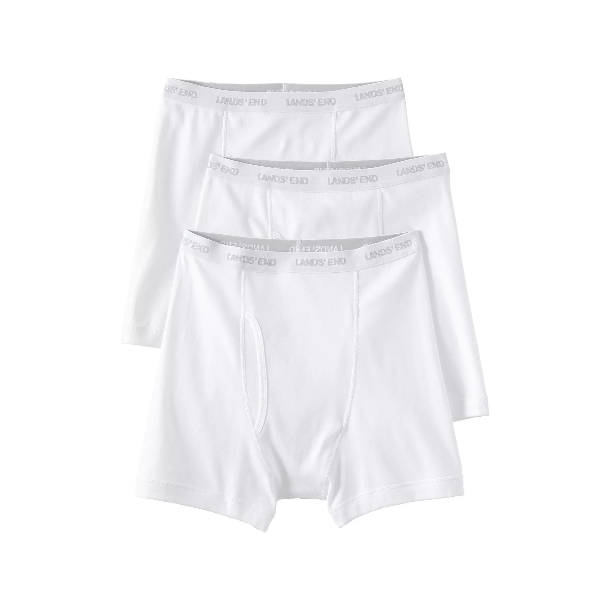 Big & Tall Lands' End Cotton 3-Pack Boxer Briefs, Men's, Size: 3XB, White Product Image