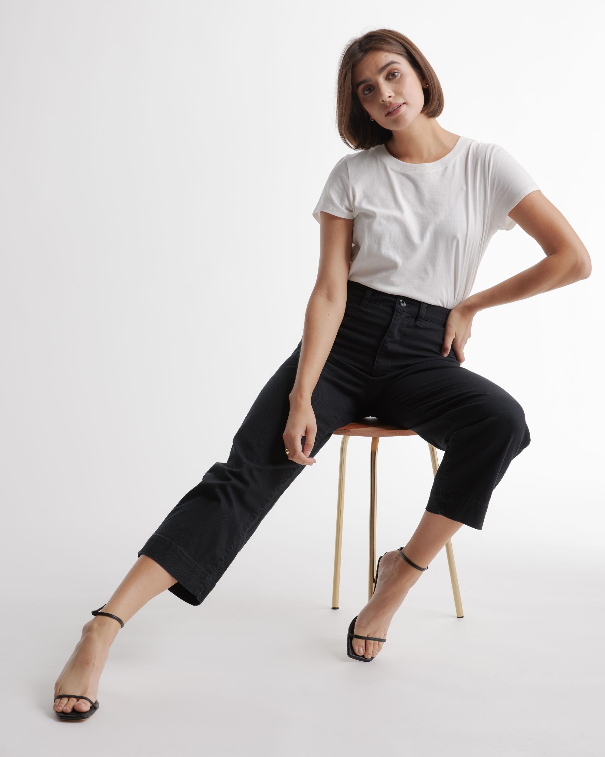 Quince | Women's Cropped Wide-Leg Chino Pants Stretch Cotton Twill Product Image
