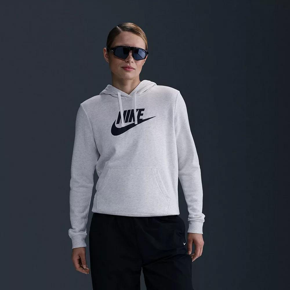 Women's Nike Sportswear Club Large Logo Fleece Hoodie, Size: Small, Birch Grey Product Image