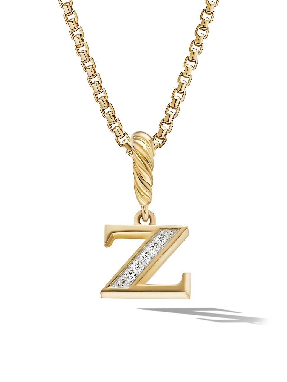 David Yurman 18K Gold Amulets Diamond Pave Initial Pendant Product Image