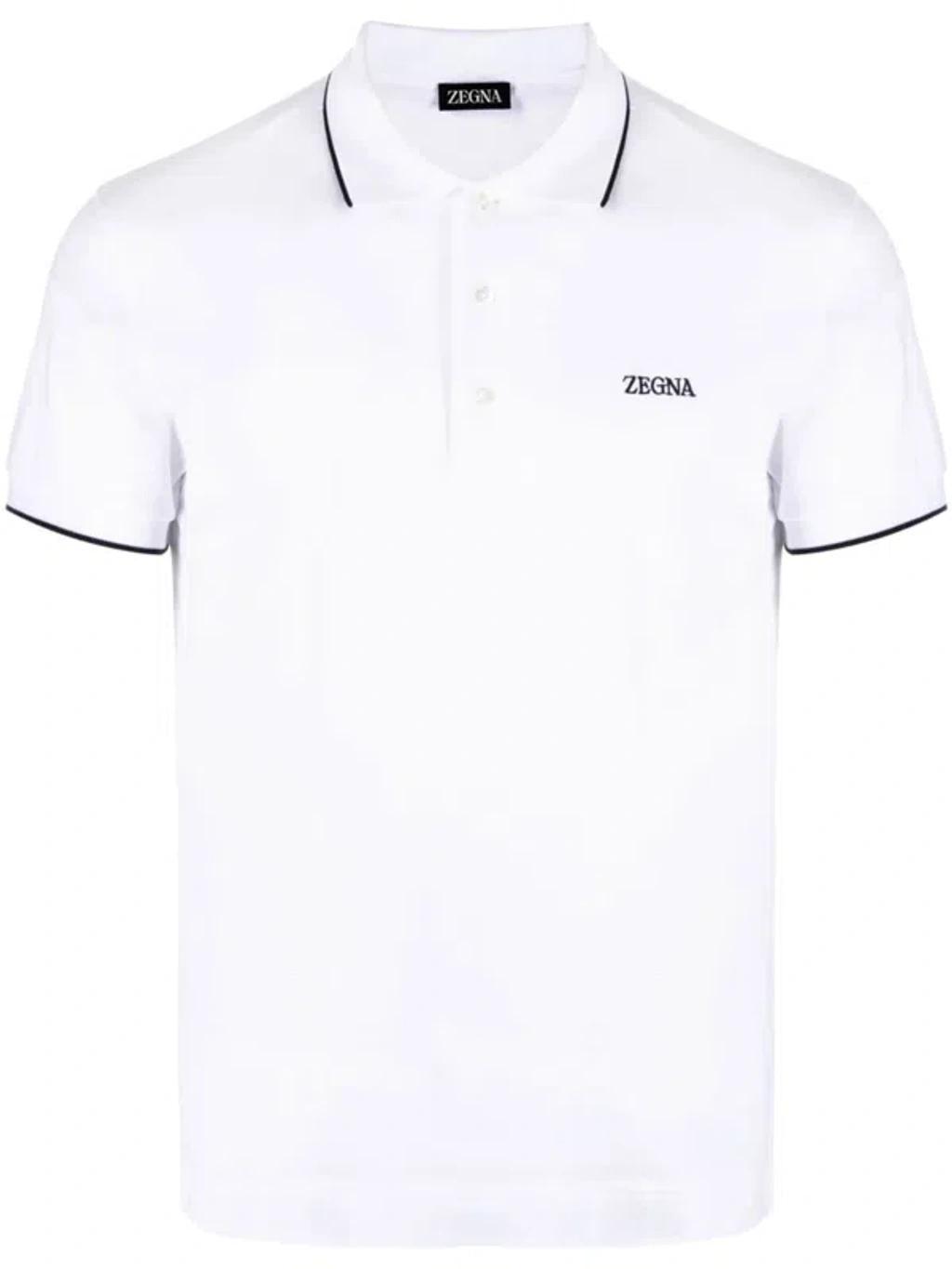 ZEGNA Polo Con Ricamo In White Product Image