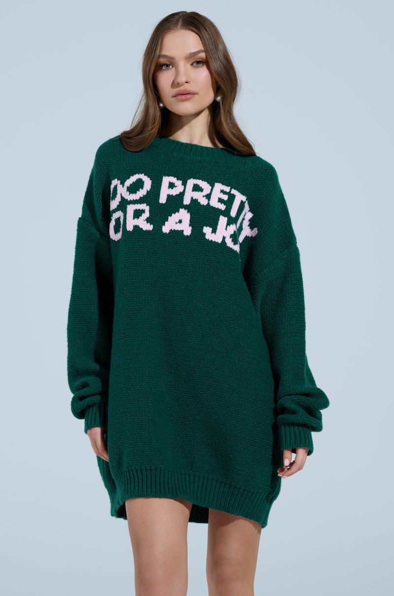 TOO PRETTY PRINTED SWEATER DRESS Product Image