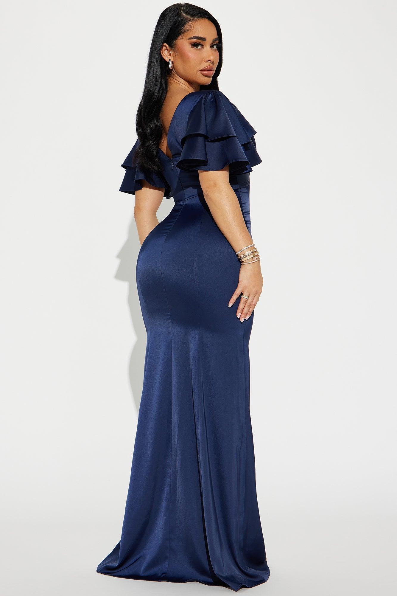 Everlee Satin Gown - Navy Product Image
